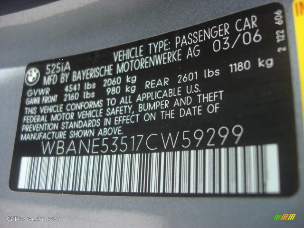 2007 BMW 5 Series 525i Sedan Info Tag Photos