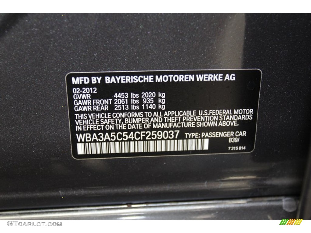 2012 3 Series Color Code B39 for Mineral Grey Metallic Photo #78270101