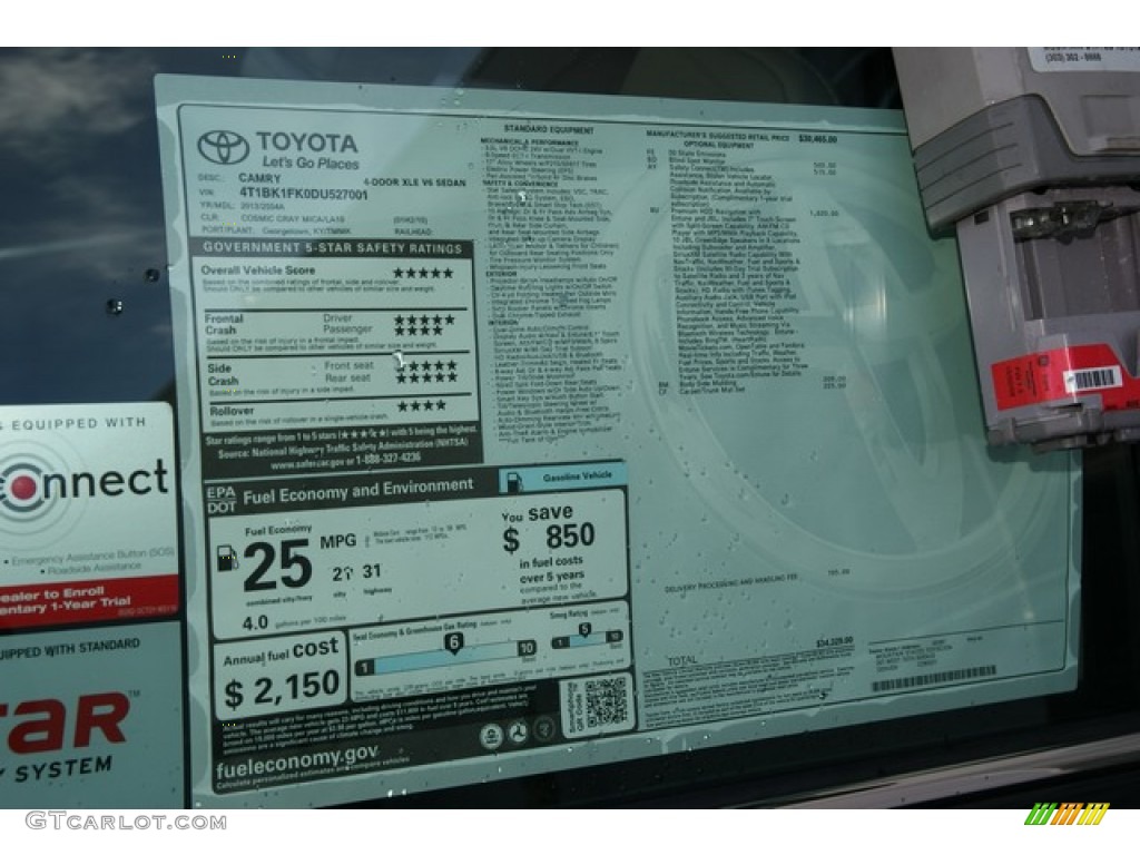 2013 Camry XLE V6 - Cosmic Gray Metallic / Ash photo #10