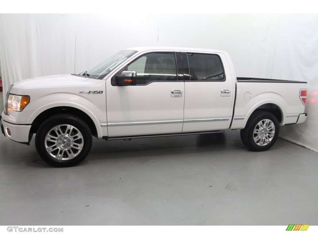 2010 F150 Platinum SuperCrew - White Platinum Metallic Tri Coat / Medium Stone Leather/Sienna Brown photo #2