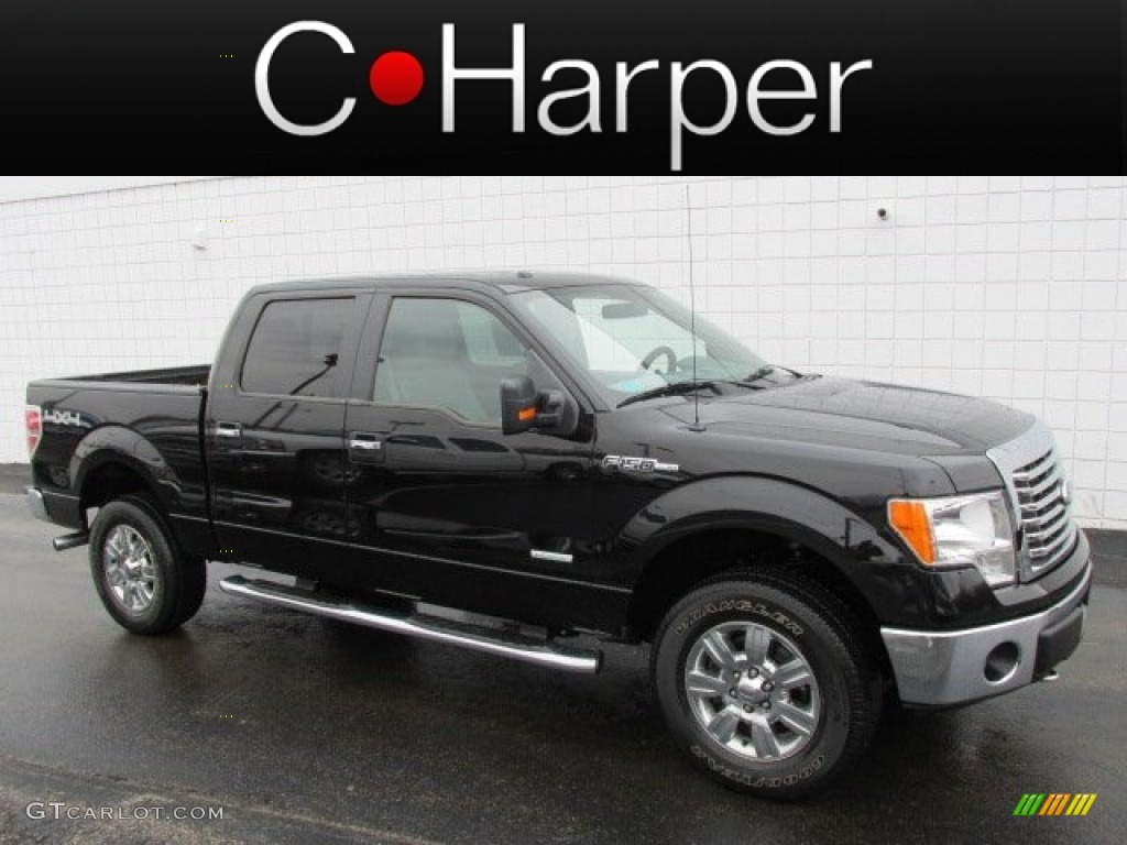2011 F150 XLT SuperCrew 4x4 - Ebony Black / Steel Gray photo #1
