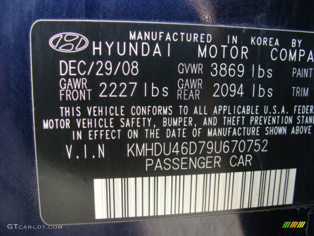 2009 Elantra GLS Sedan - Regatta Blue / Beige photo #29