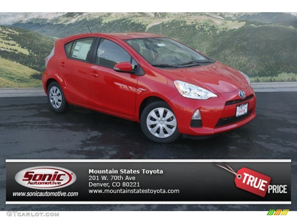 2013 Prius c Hybrid Two - Absolutely Red / Light Blue Gray/Black photo #1