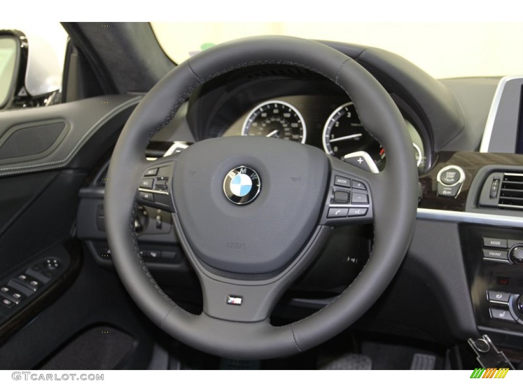 2013 BMW 6 Series 650i Gran Coupe Black Steering Wheel Photo #78276572