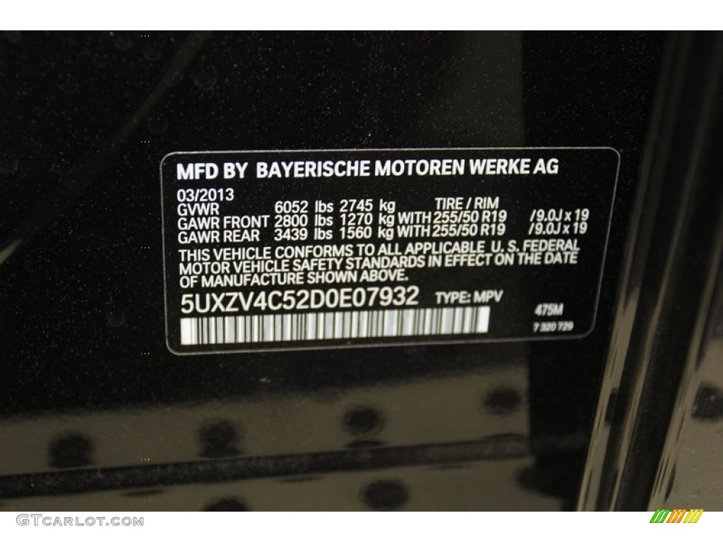2013 X5 Color Code 475 for Black Sapphire Metallic Photo #78276790