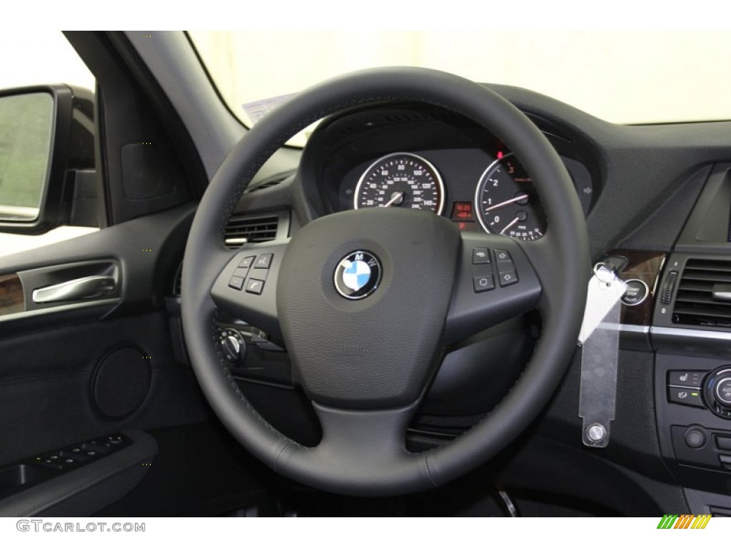 2013 BMW X5 xDrive 35i Premium Black Steering Wheel Photo #78277102