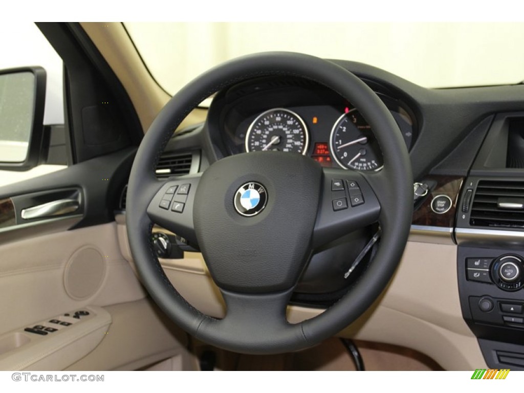 2013 BMW X5 xDrive 35i Premium Sand Beige Steering Wheel Photo #78278226