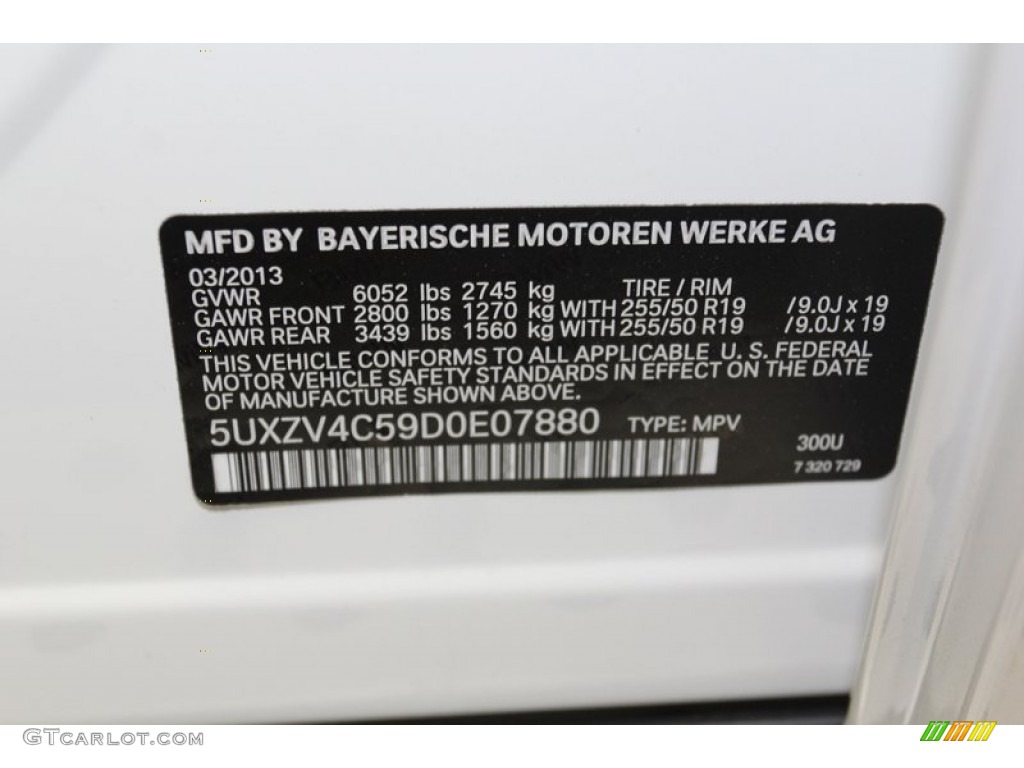 2013 X5 Color Code 300 for Alpine White Photo #78278281