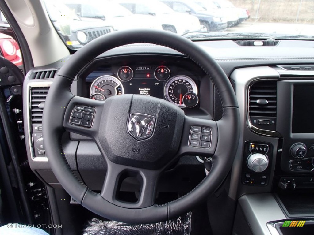 2013 Ram 1500 Sport Crew Cab 4x4 Black Steering Wheel Photo #78281305
