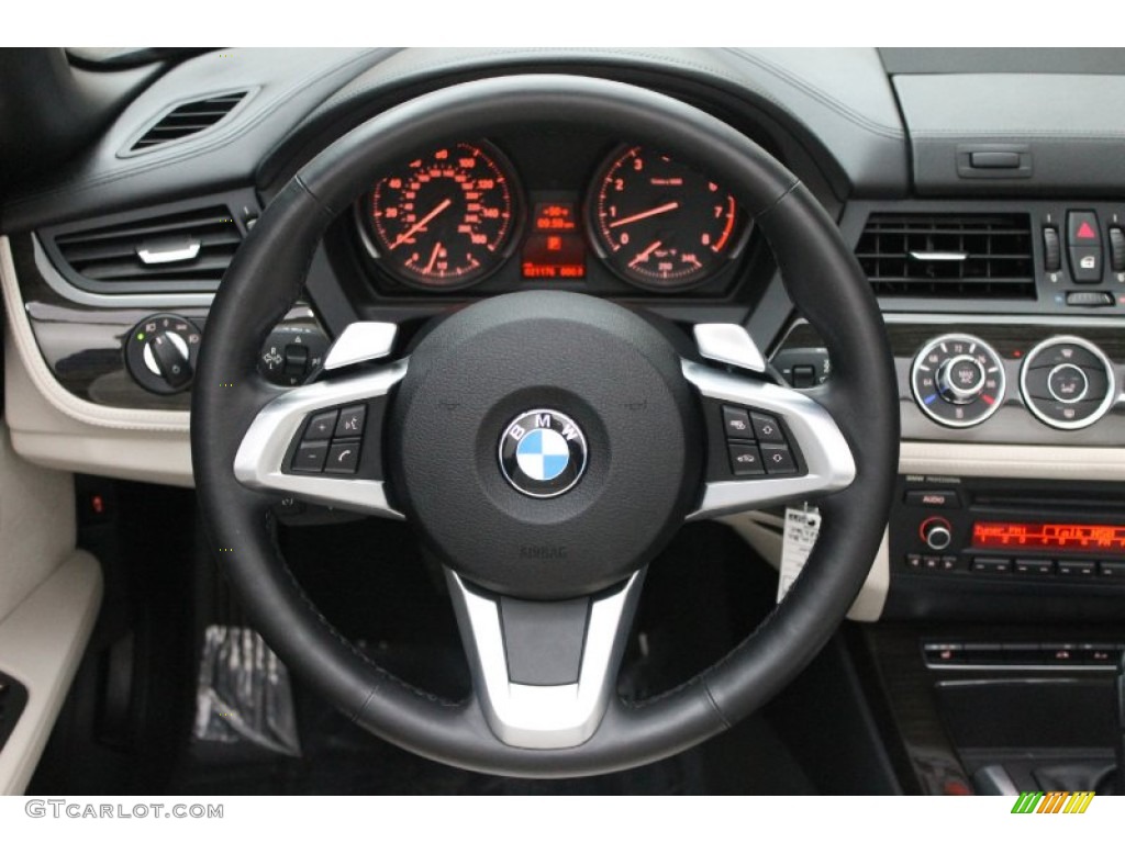 2011 BMW Z4 sDrive35i Roadster Ivory White Steering Wheel Photo #78285850