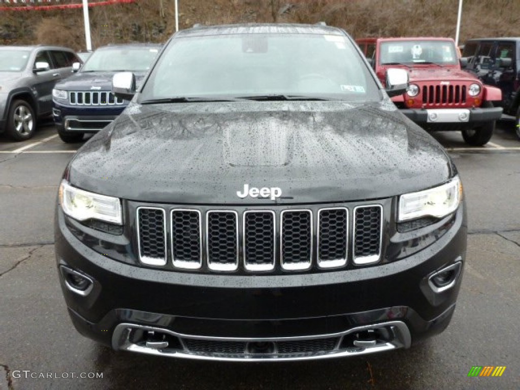Brilliant Black Crystal Pearl 2014 Jeep Grand Cherokee Overland 4x4 Exterior Photo #78287387