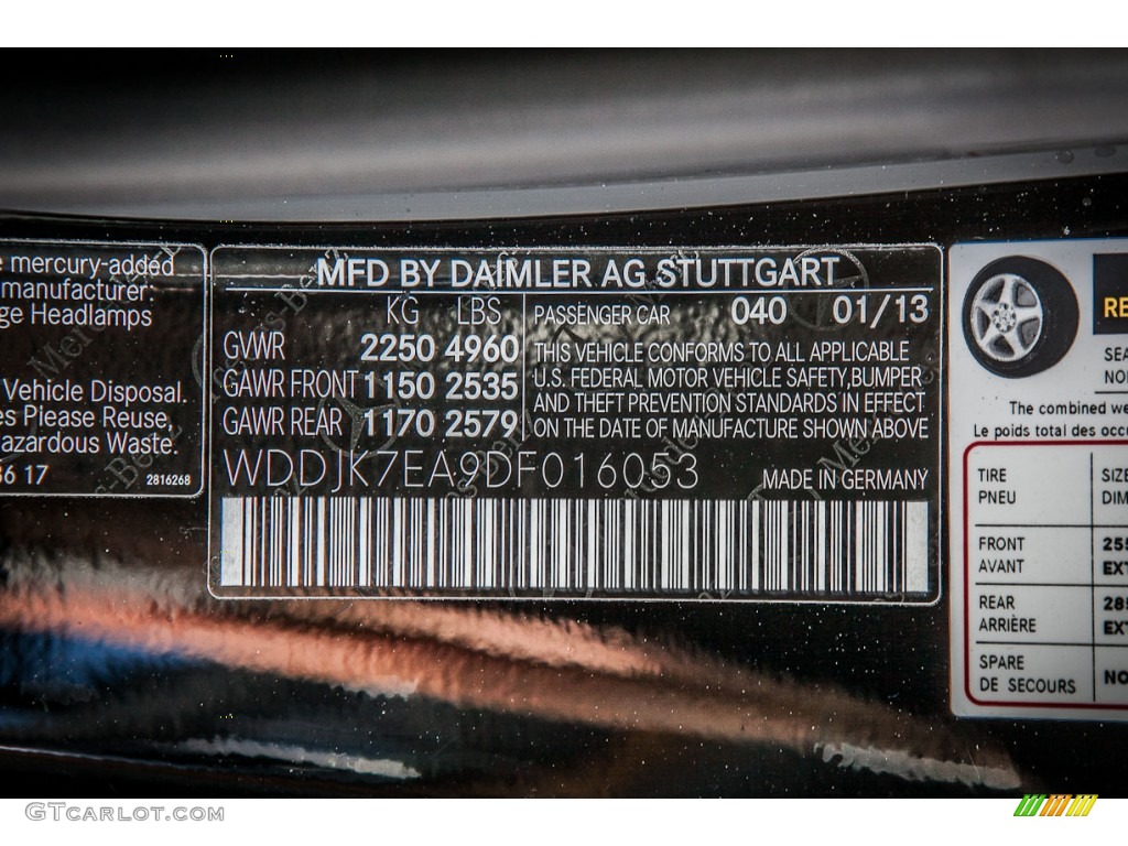 2013 SL Color Code 040 for Black Photo #78290197