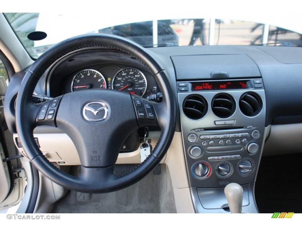 2005 MAZDA6 i Sport Sedan - Pebble Ash Metallic / Beige photo #21