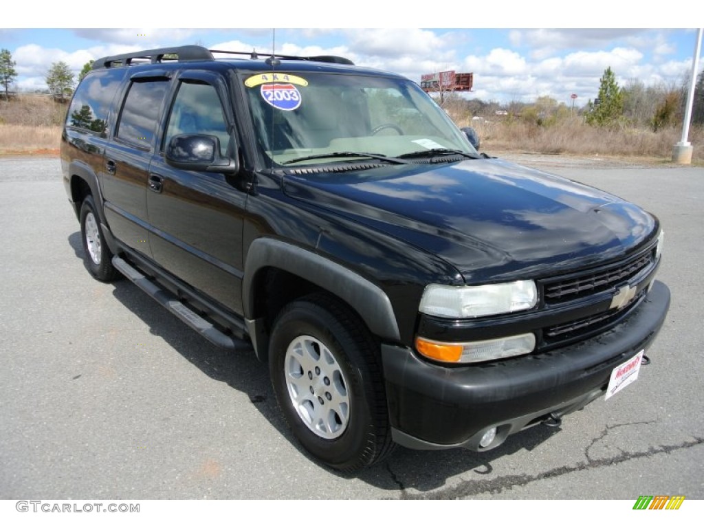 2003 Suburban 1500 Z71 4x4 - Black / Tan/Neutral photo #2
