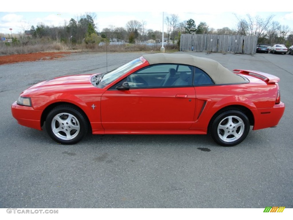 2003 Mustang V6 Convertible - Torch Red / Medium Parchment photo #3