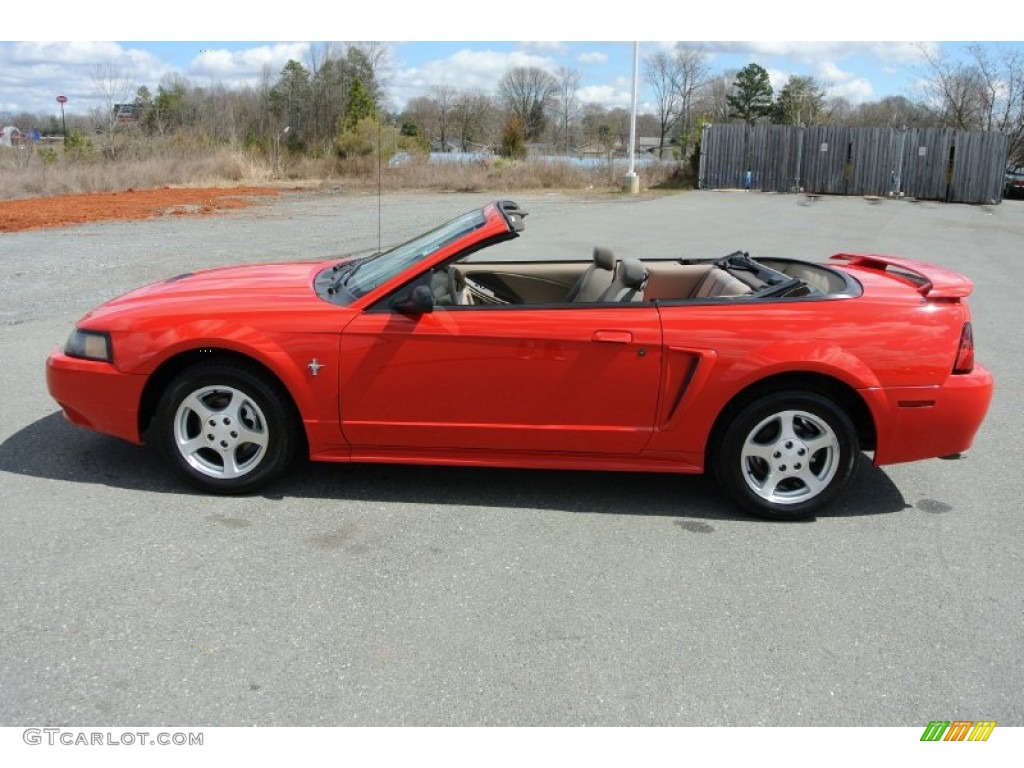2003 Mustang V6 Convertible - Torch Red / Medium Parchment photo #24