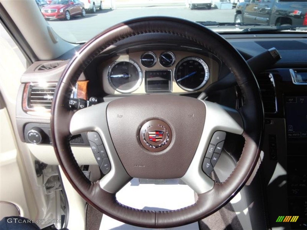 2013 Cadillac Escalade Platinum AWD Cocoa/Light Linen Steering Wheel Photo #78298624