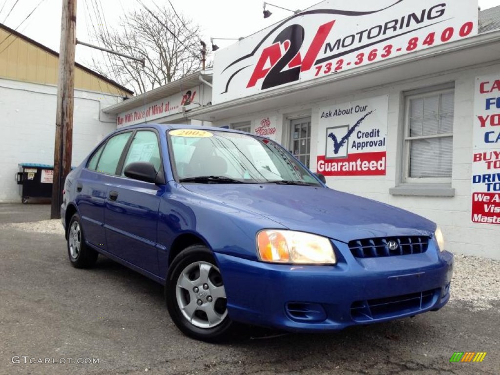 2002 Accent GL Sedan - Coastal Blue / Gray photo #1