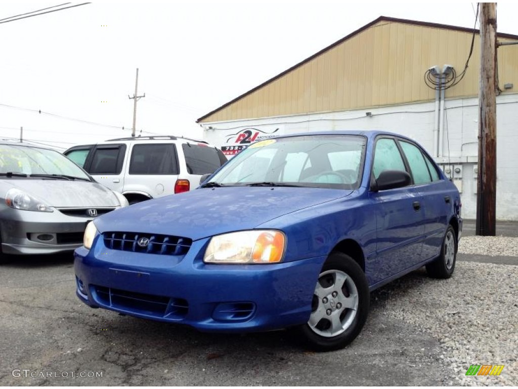 2002 Accent GL Sedan - Coastal Blue / Gray photo #3