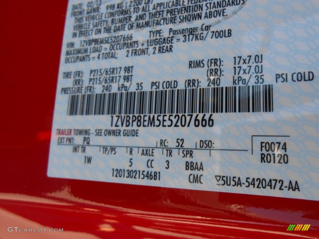 2014 Mustang Color Code PQ for Race Red Photo #78300657