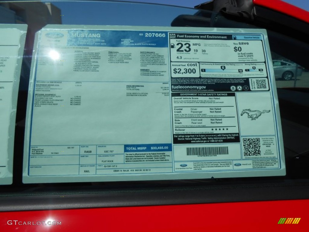 2014 Ford Mustang V6 Convertible Window Sticker Photo #78300676