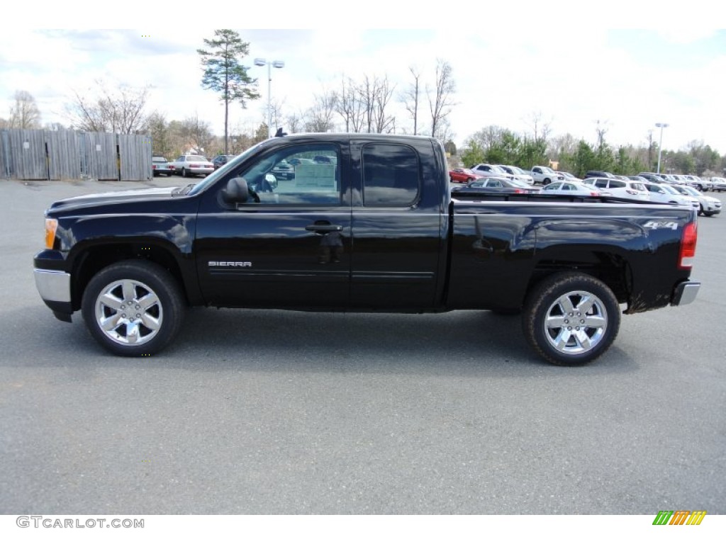 2013 Sierra 1500 SLE Extended Cab 4x4 - Onyx Black / Ebony photo #3