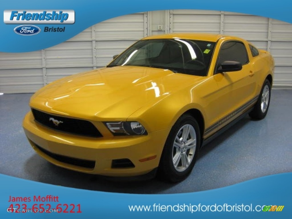 2012 Mustang V6 Coupe - Yellow Blaze Metallic Tri-Coat / Charcoal Black photo #2
