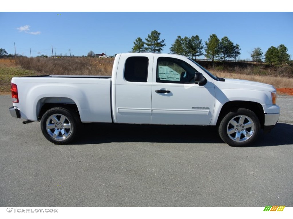 2013 Sierra 1500 SLE Extended Cab - Summit White / Ebony photo #6