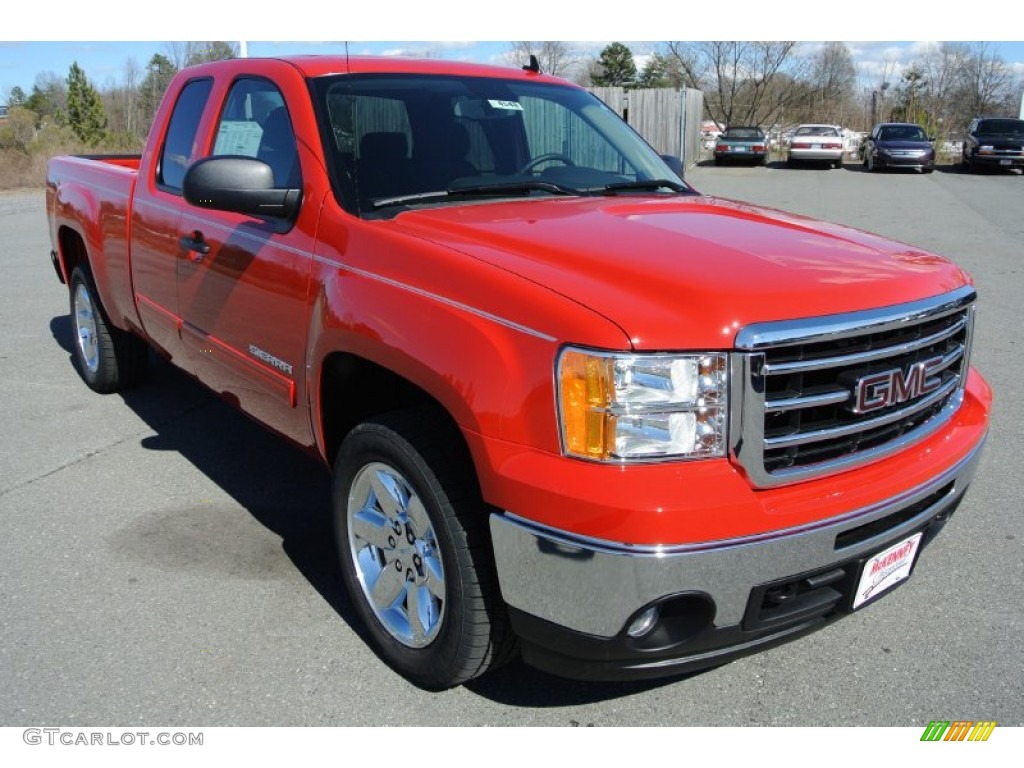 2013 Sierra 1500 SLE Extended Cab 4x4 - Fire Red / Ebony photo #2