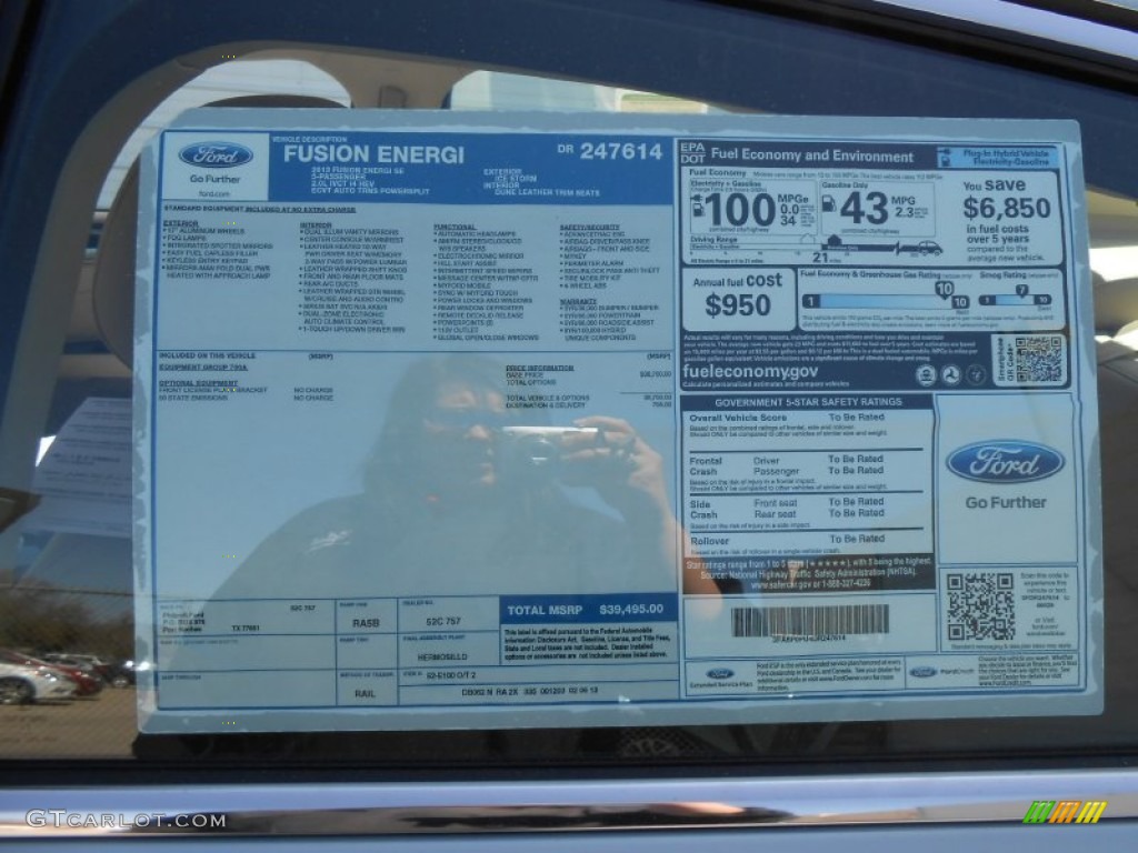 2013 Ford Fusion Energi SE Window Sticker Photo #78305962