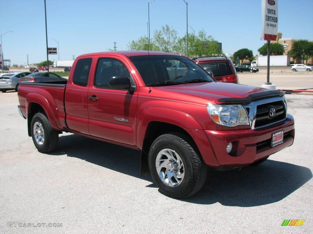 2007 Tacoma PreRunner Access Cab - Impulse Red Pearl / Taupe photo #4