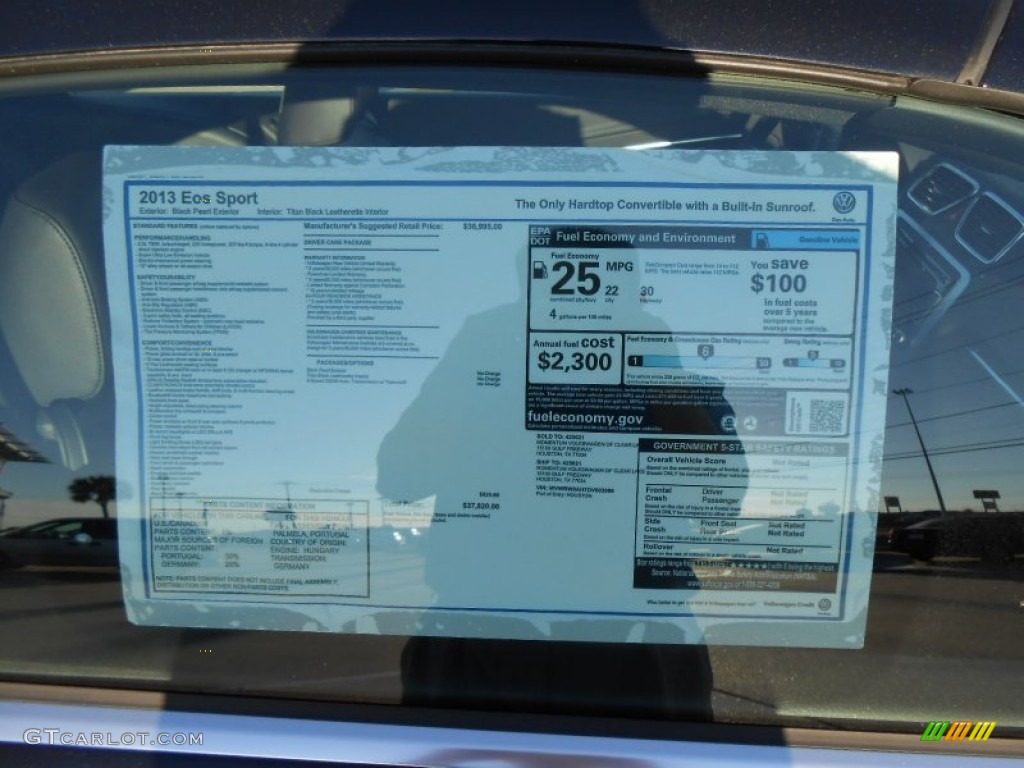 2013 Volkswagen Eos Sport Window Sticker Photo #78312628