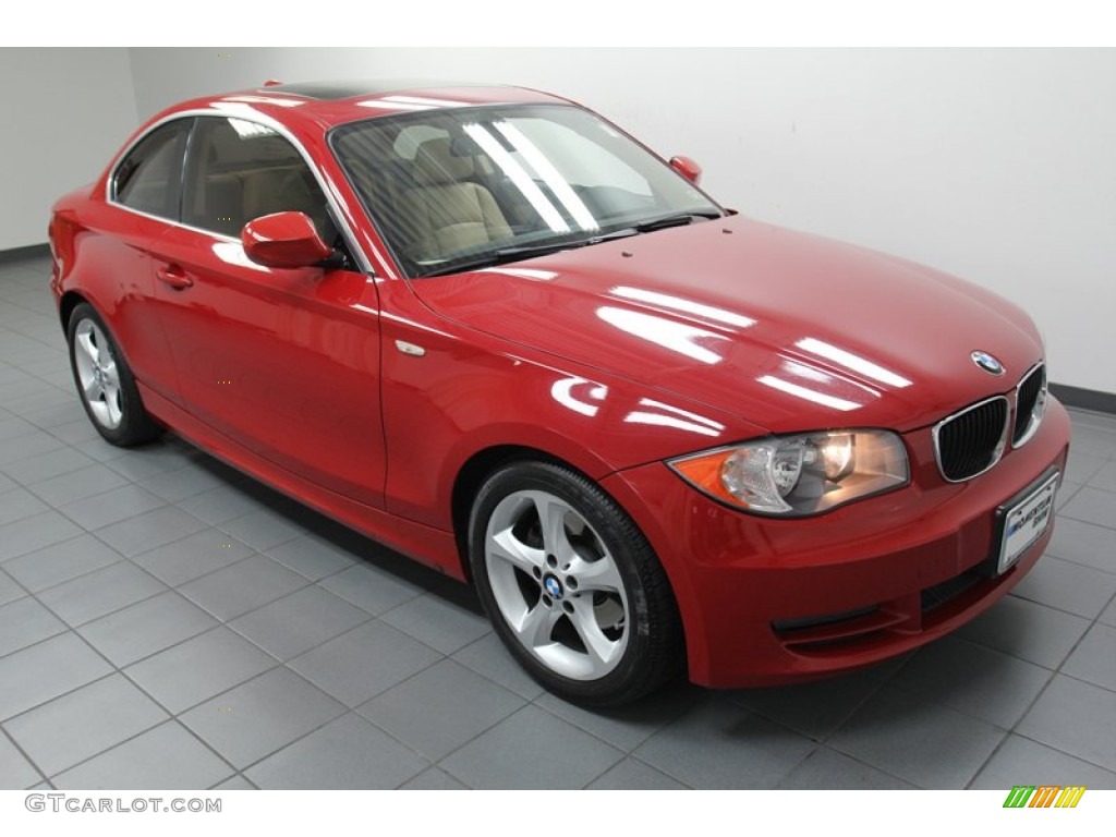 2011 1 Series 128i Coupe - Crimson Red / Savanna Beige photo #8