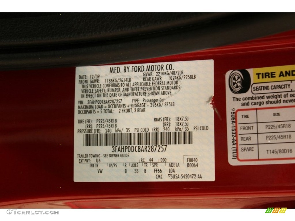 2010 Fusion Color Code U6 for Red Candy Metallic Photo #78314158