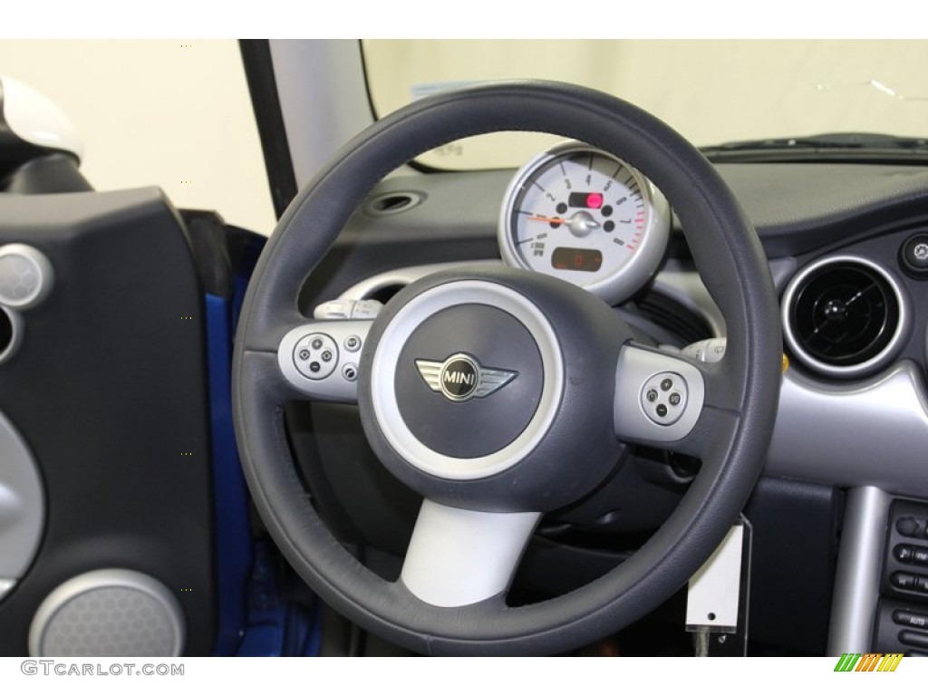 2006 Mini Cooper Hardtop Black/Panther Black Steering Wheel Photo #78314698