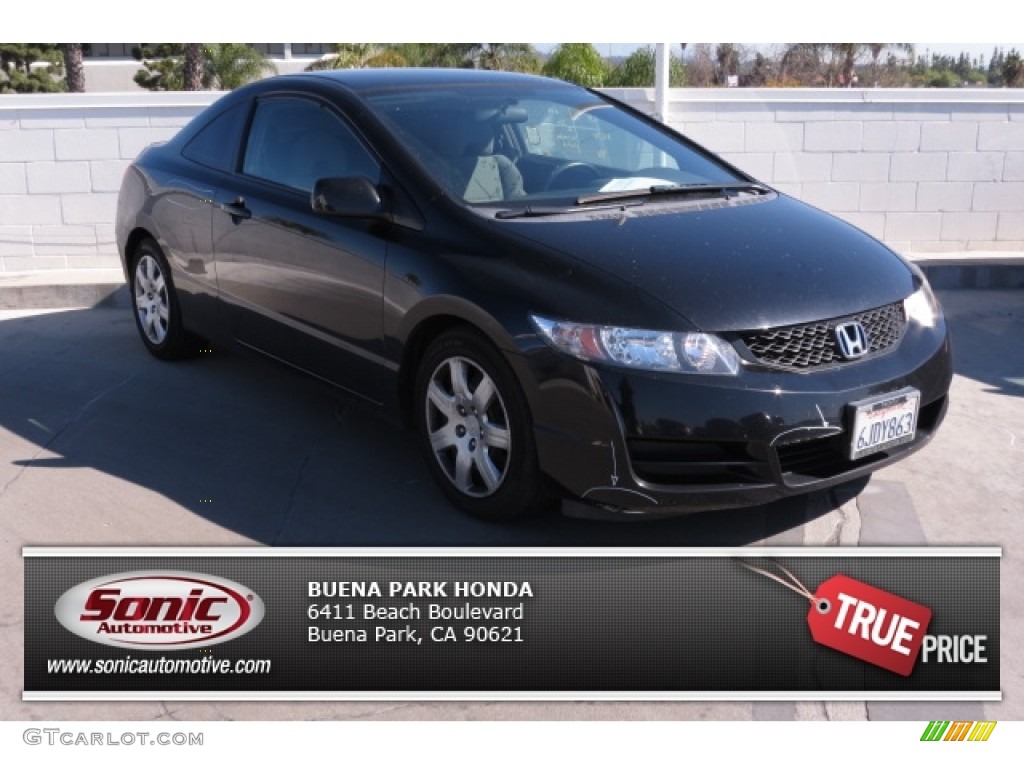 2009 Civic LX Coupe - Crystal Black Pearl / Gray photo #1