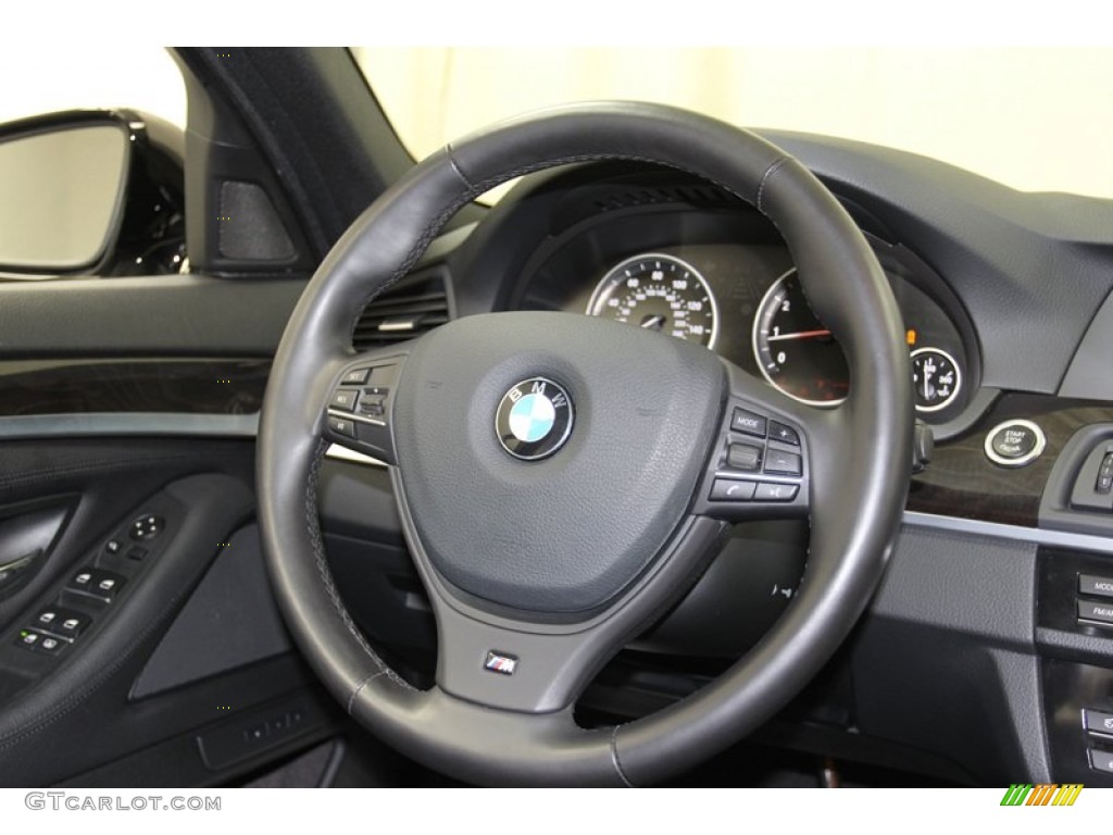2012 BMW 5 Series 550i Sedan Black Steering Wheel Photo #78315961