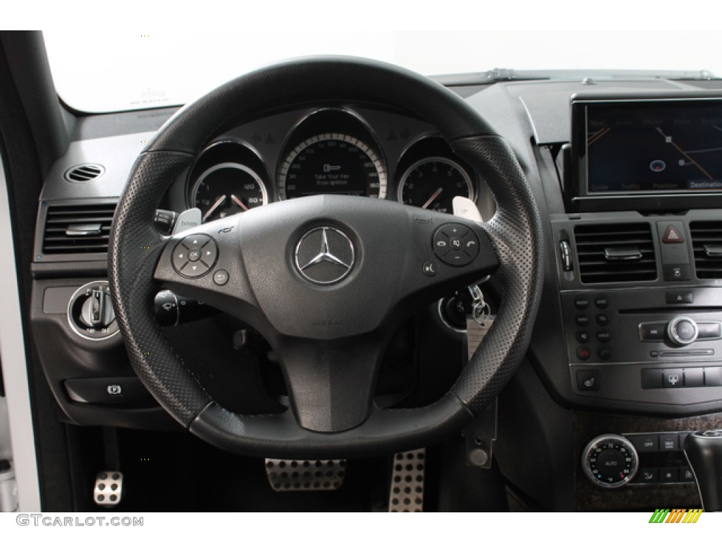 2010 Mercedes-Benz C 63 AMG Black Steering Wheel Photo #78316741