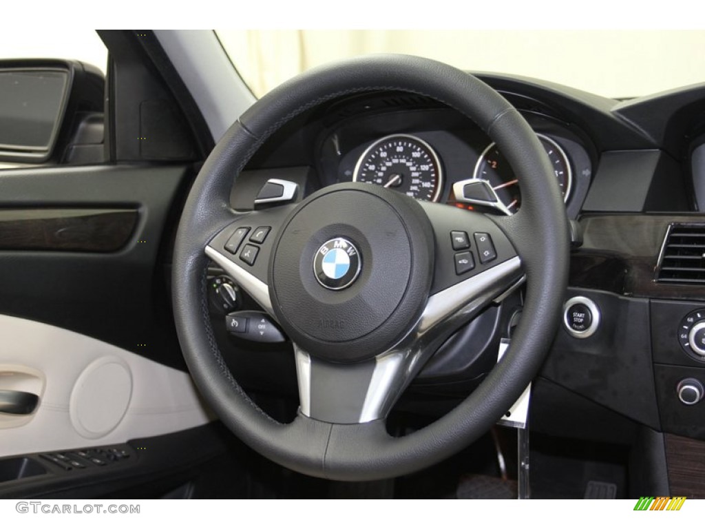 2010 BMW 5 Series 535i Sedan Cream Beige Steering Wheel Photo #78317356