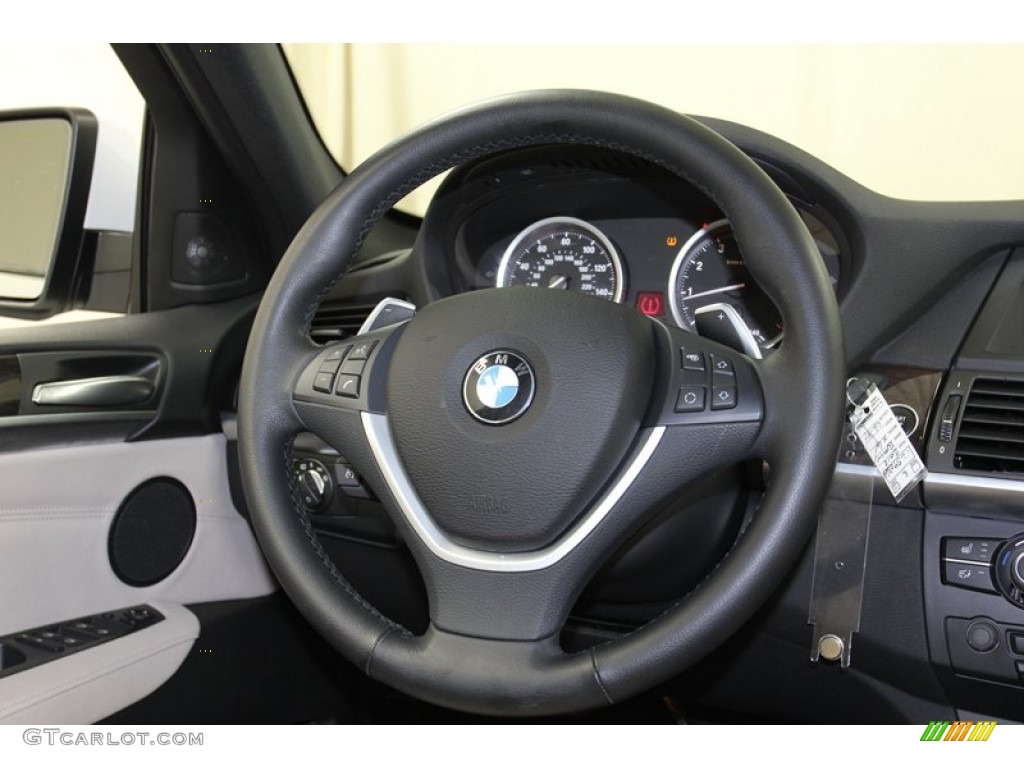 2012 BMW X6 xDrive50i Oyster Steering Wheel Photo #78318790