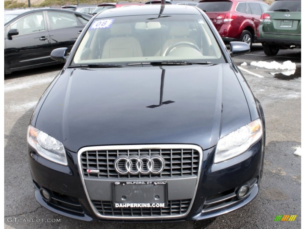 2008 A4 2.0T quattro Sedan - Deep Sea Blue Pearl Effect / Beige photo #2