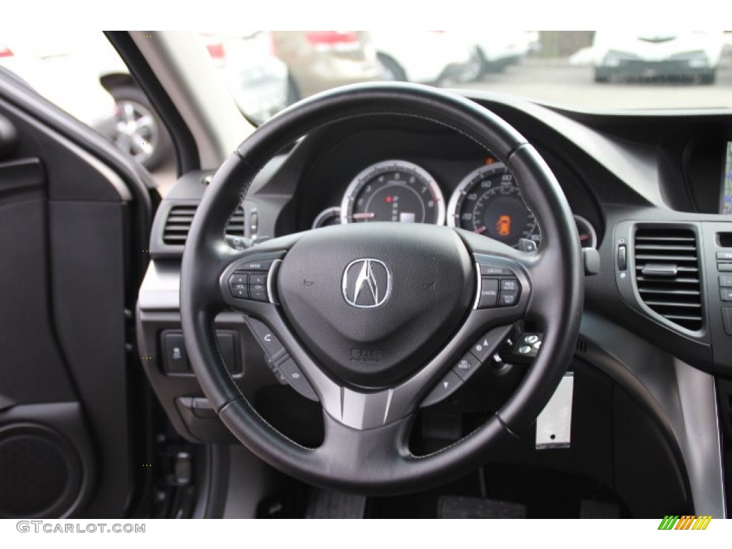 2011 Acura TSX Sport Wagon Ebony Steering Wheel Photo #78326758