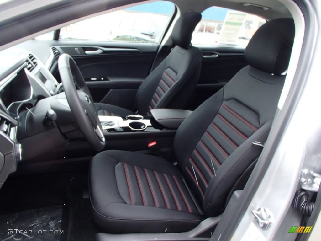 2013 Fusion Hybrid SE - Ingot Silver Metallic / SE Appearance Package Charcoal Black/Red Stitching photo #11