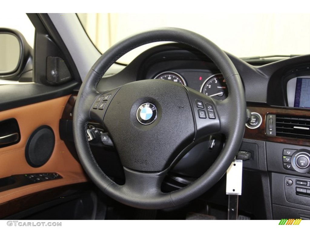 2011 BMW 3 Series 328i Sedan Saddle Brown Dakota Leather Steering Wheel Photo #78336323