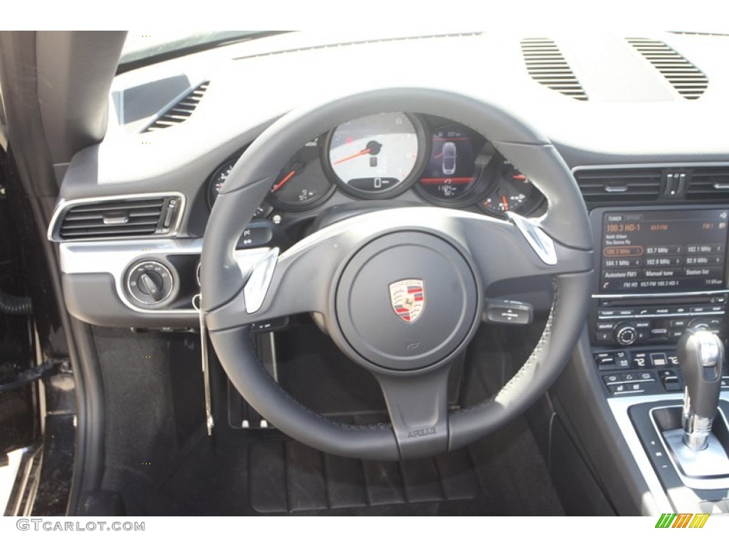 2013 Porsche 911 Carrera S Cabriolet Black Steering Wheel Photo #78339195