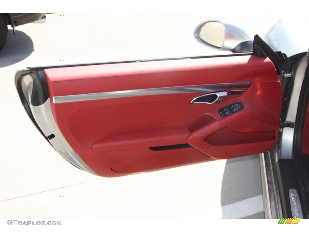 2013 Porsche Boxster S Carrera Red Natural Leather Door Panel Photo #78340590