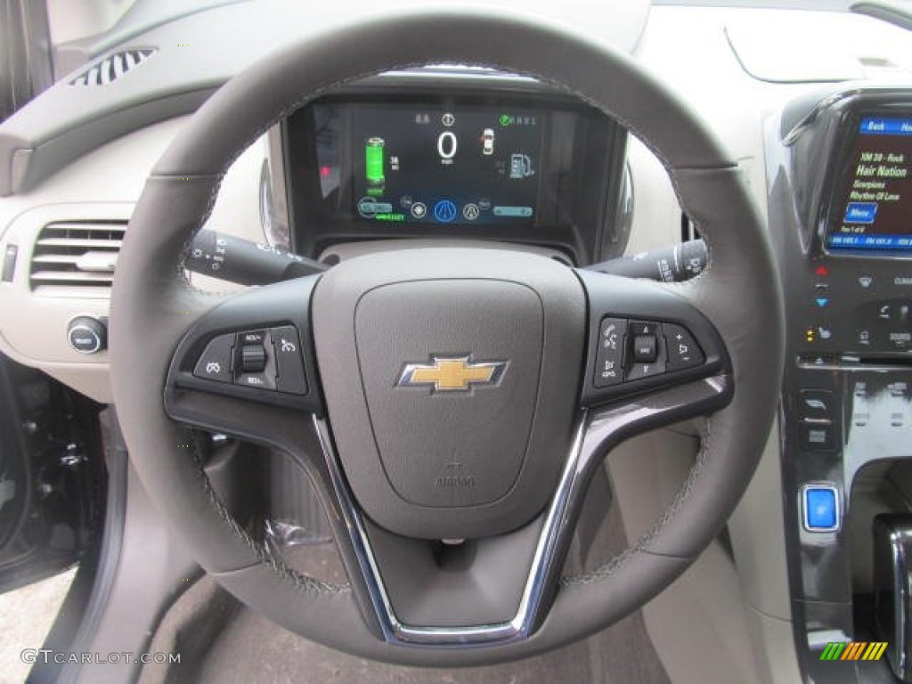 2013 Chevrolet Volt Standard Volt Model Pebble Beige/Dark Accents Steering Wheel Photo #78343287