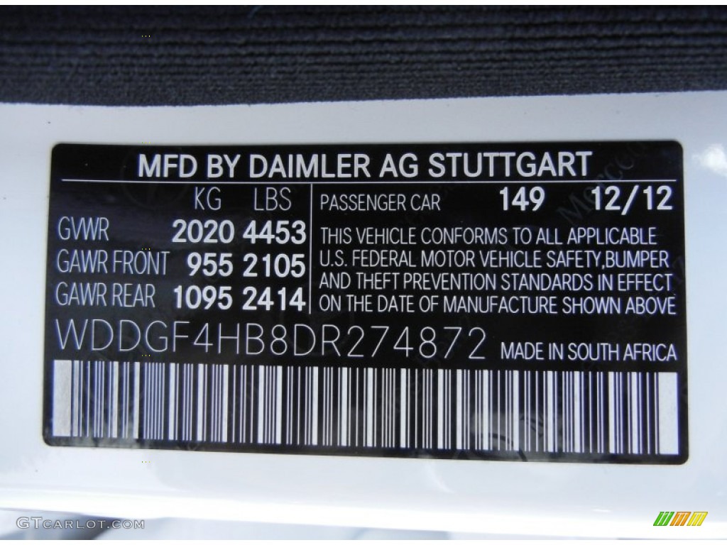 2013 C Color Code 149 for Polar White Photo #78345944