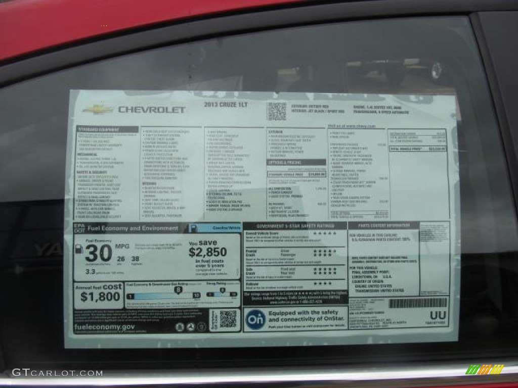 2013 Chevrolet Cruze LT/RS Window Sticker Photo #78346598