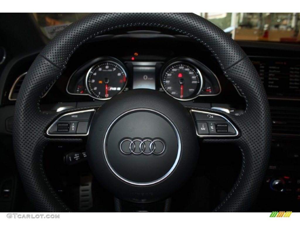 2013 Audi RS 5 4.2 FSI quattro Coupe Black Fine Nappa Leather/Black Alcantara Inserts Steering Wheel Photo #78350147